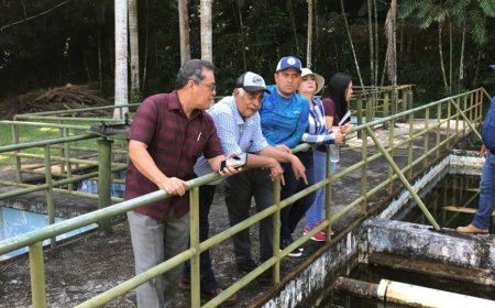 Autoridades municipales y de DIMATELA evalúan condiciones físicas de planta de tratamiento y represa de agua de Tela.
