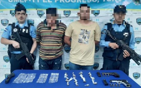 Capturan a dos supuestos asaltantes y vendedores de droga en El Progreso, Yoro.